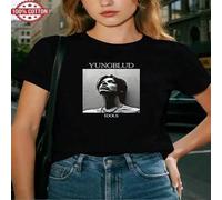 Shein 1 pieza Camiseta de cuello redondo para mujer con gráfico de YUNGBLUD IDOLS 100% algodón, perfecta para uso diario, regalo ideal para vacaciones y cum
