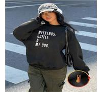 Shein 1 pieza Camiseta de manga corta casual y cómoda para mujer con estampado gráfico de "Fines de semana, café y mi perro" 100% algodón