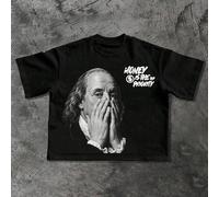 Shein 1 pieza Camiseta de manga corta con estampado "Collage Divertido" de Franklin, de estilo casual y urbano, adecuada para primavera/verano