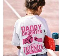 Shein 1 pieza Camiseta de manga corta con estampado "Mejores amigos con papá" para niña, top de verano preparado para niñas listas para jugar