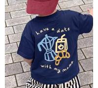 Shein 1 pieza Camiseta de manga corta informal con estampado de café "Tengo una cita con mi mamá" para niño pequeño