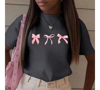 Shein 1 pieza Camiseta de manga corta y cuello redondo con gráfico de letras casual para niñas, prendas juveniles que inspiran la imaginación y la autoexpre