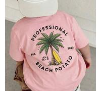 Shein 1 pieza Camiseta de manga corta y cuello redondo informal para niño, verano - ¡Una camiseta cautivadora que trae alegría y felicidad a cada niño!