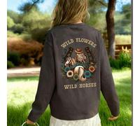 Shein 1 pieza Camiseta de manga larga con estampado casual, para primavera/otoño/invierno, ropa de estudiante joven, diseño de moda, cálido y cómodo para ni