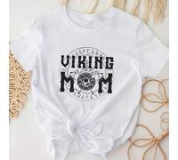 Shein 1 pieza Camiseta de mujer de manga corta con estampado casual "VIKINGS Mother'S Day Viking Mom Summer" & 1 pieza Camiseta de mujer para el Día de la M