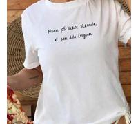 Shein 1 pieza Camiseta holgada personalizada de 100% algodón para mujer, Top holgado de cuello redondo para mujer de talla grande, Atuendo para mejores amig