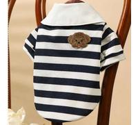 Shein 1 Pieza Camiseta Polo Para Mascotas Para Perros Y Gatos, Rayas Azules Y Rayas Rojas