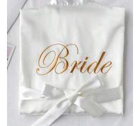 Shein 1 Pieza Camisón de novia blanco para dama de honor, camisón de novia, vestido de fiesta para novia, bata bordada de novia, bata de novia para fiesta d