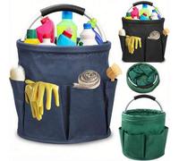 Shein 1 pieza Canasta de almacenamiento plegable con asa, Cesto multibolsillo de limpieza de 17L de capacidad, caja de limpieza lavable y plegable para artí