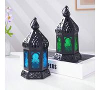 Shein 1 pieza Candelabro de estilo europeo vintage de hierro forjado y vidrio ovalado y hueco, marco de hierro forjado, portavelas de vidrio a prueba de vie