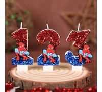 Shein 1 pieza Candelabro digital de Spiderman rojo y azul de Marvel, adecuado para decoración de pastel de cumpleaños, fiesta, boda, graduación, iluminación