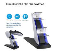 Shein 1 pieza Cargador dual para mando PS-5 con chip de protección e indicador LED, estación de carga tipo avión para dos mandos que permite cargar dos cont