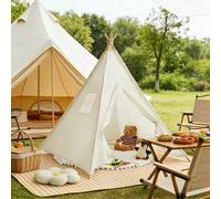 Shein 1 pieza Carpa cónica portátil blanca con estilo de castillo de princesa, adecuada para camping al aire libre, parque, playa, picnic, equipo de camping