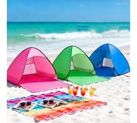 Shein 1 pieza Carpa de playa portátil para 2 personas, sombrilla ligera para camping, pesca, jardinería y uso de mascotas, montaje rápido, rosa/azul/verde,