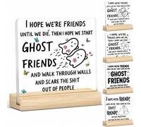Shein 1 pieza Cartel de acrílico con diseño de fantasma divertido, placa linda de Halloween para amigos, chicas, compañeras de cuarto, decoración de estante