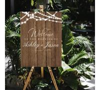 Shein 1 pieza Cartel de bienvenida a la boda de tablero de PVC personalizado con nombre y fecha, cartel de bienvenida a la boda moderno, cartel de bienvenid