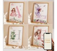 Shein 1 pieza Cartel de lienzo con nombre personalizado, regalo de póster con inicial personalizada para decoración del hogar, impresiones en lienzo como re