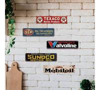 Shein 1 pieza Cartel de metal vintage y retro, obra de arte de pared publicitaria rústica de gas y aceite, póster de garaje para estación de servicio, decor