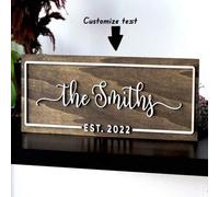 Shein 1 Pieza Cartel de nombre personalizado de madera, Cartel de nombre de familia, Cuadro colgante personalizado de madera con año, Adorno navideño de jar