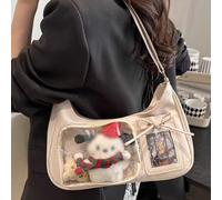 Shein 1 Pieza Cartera compacta de unicolor simple con diseño atractivo para mujeres, material de PU decorable DIY, bolso con decoración de lazo que puede so