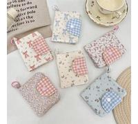 Shein 1 pieza Cartera de niña con estampado floral de estilo Ins, colgante de alta belleza, cartera pequeña, bolsa de almacenamiento de tarjetas portátil pa