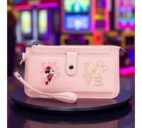 Shein 1 pieza Cartera larga de Minnie Mouse - Portacartas de gran capacidad con múltiples ranuras, con correa, bolsillo con cremallera, diseño de estampado