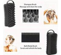 Shein 1 pieza Cepillo corporal y champú de silicona - Esponja de doble efecto y masajeador del cuero cabelludo, cepillo corporal suave de silicona, limpieza