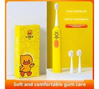 Shein 1 pieza Cepillo de dientes eléctrico infantil con diseño de pato, cerdas suaves, funcionamiento a pilas (incluye 3 cabezales de cepillo de recambio)
