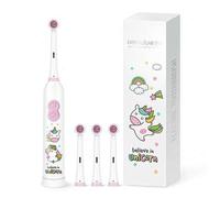 Shein 1 pieza Cepillo de dientes eléctrico rotatorio, con 4 cabezales de cepillo, incluye 2 baterías AAA, cepillo de dientes eléctrico alimentado por baterí