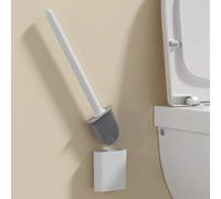Shein 1 Pieza Cepillo de Inodoro de Silicona Negro con Mango Largo, Limpiador Flexible MINI, Soporte de Secado Rápido, Accesorios de Baño, Decoración de