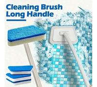 Shein 1 pieza Cepillo de limpieza de azulejos de baño con mango largo y repuesto de esponja, decoración de otoño y regreso a la escuela para el hogar