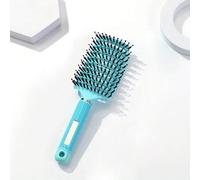 Shein 1 pieza Cepillo de masaje del cuero cabelludo con cerdas y diseño curvo y hueco - Peine esponjoso para el peinado de cabello húmedo y seco, mango ergo