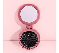 Shein 1 pieza Cepillo de pelo multifuncional de cojín rosa, 1 pieza Espejo plegable clásico redondo de plástico 2 en 1 para uso en seco y húmedo para todo t