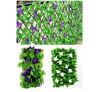 Shein 1 pieza Cerca de seto artificial extensible, pantalla de privacidad con valla de hiedra y flores violeta, adecuada para decoración de patio, balcón, j
