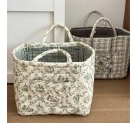 Shein 1 pieza Cesta de almacenamiento acolchada con estampado floral, cesta de lavandería de gran capacidad, bolsa de almacenamiento portátil plegable, cest