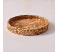 Shein 1 pieza Cesta de almacenamiento de estilo japonés hecha a mano , color liso de ratán + Cesto ideal para el hogar, sala de estar, restaurante y picnic