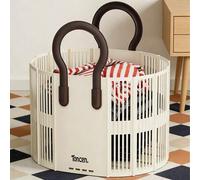 Shein 1 pieza Cesta de almacenamiento plegable de plástico blanco, con opciones de fondo redondo/ovalado, plegable | Gran capacidad | Multiusos, cesto de ro