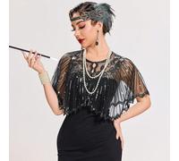 Shein 1 pieza Chal/Capa con hombros con lentejuelas y cuentas con estilo retro de los años 20, apropiado para fiesta formal, boda, "Harlem Nights"