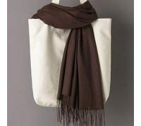 Shein 1 pieza Chal de arena a prueba de viento de unicolor clásico de 190*70cm con flecos, estilo ligero unisex de 120g, adecuado para hombres y mujeres de