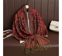 Shein 1 pieza Chal/Pañuelo de estilo bohemio elegante con estampado de cachemira acolchado y cálido para mujer, hijab casual con flecos apto para uso diario