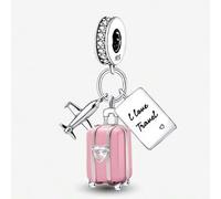 Shein 1 pieza Charm de plata de ley 925 con diseño de globo y avión, adecuado para hacer pulseras/brazaletes de mujer, manualidades de joyería y decoración