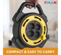 Shein 1 pieza CILIA Carrete de almacenamiento de cable alargador estándar europeo, regleta portátil con 4 tomas de tierra, cable de 10M, 16A/230V, para uso