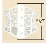 Shein 1 pieza Cinturón blanco para la cintura, cinturón de control de abdomen, moldeador corporal, con encaje, lazo delantero, hebilla, cinturón de cintura