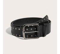 Shein 1 pieza Cinturón de mujer vintage con hebilla cuadrada dorada y remaches, adecuado para vestidos y abrigos