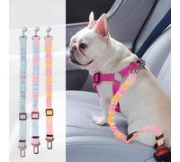 Shein 1 pieza Cinturón de seguridad para coche para perro, cinturón de seguridad retráctil elástico y ajustable con función de tracción para mascotas