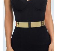 Shein 1 pieza Cinturón dorado de mujer de 4cm de ancho con decoraciones metálicas para ir al trabajo, uso diario casual y vestidos elegantes, fiestas de ver