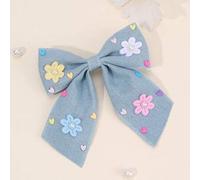 Shein 1 pieza Clip de pelo con lazo de tela vaquera de unicolor, clip de pelo con flor de tela, adecuado para niñas, accesorio de pelo con clip de caimán de