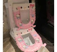 Shein 1 pieza Cojín de asiento de inodoro con diseño de pata de gato rosa, cojín de asiento de inodoro impermeable para el hogar, adhesivo de EVA universal