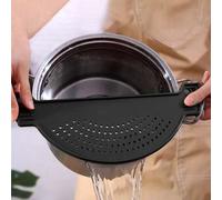 Shein 1 pieza Colador con pinza, colador de plástico, embudo para ollas, filtro de alimentos en forma de media luna, tamiz de drenaje, apto para pasta, verd