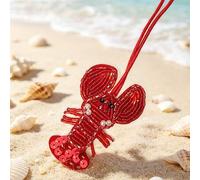 Shein 1 pieza Colgante de bolso de cuero con lentejuelas hecho a mano con cuentas estilo oceánico de vacaciones, tortuga azul, medusa, estrella de mar, cang